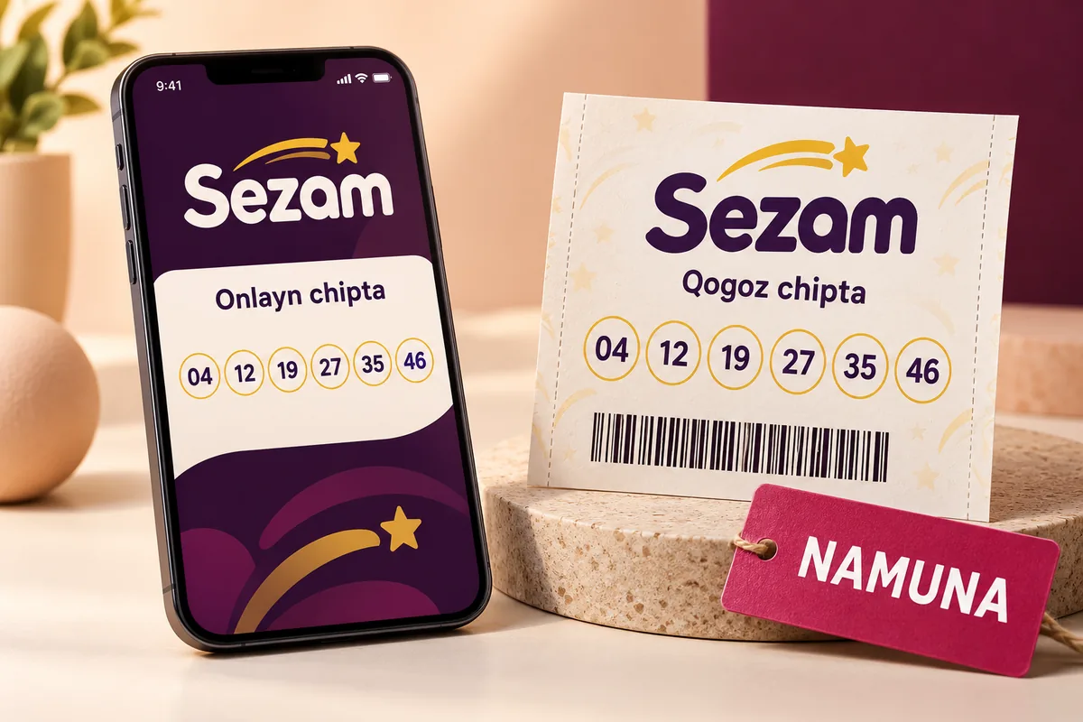 Sezam onlayn va qog'oz chipta formatlarini solishtirish uchun o'quv illustratsiyasi