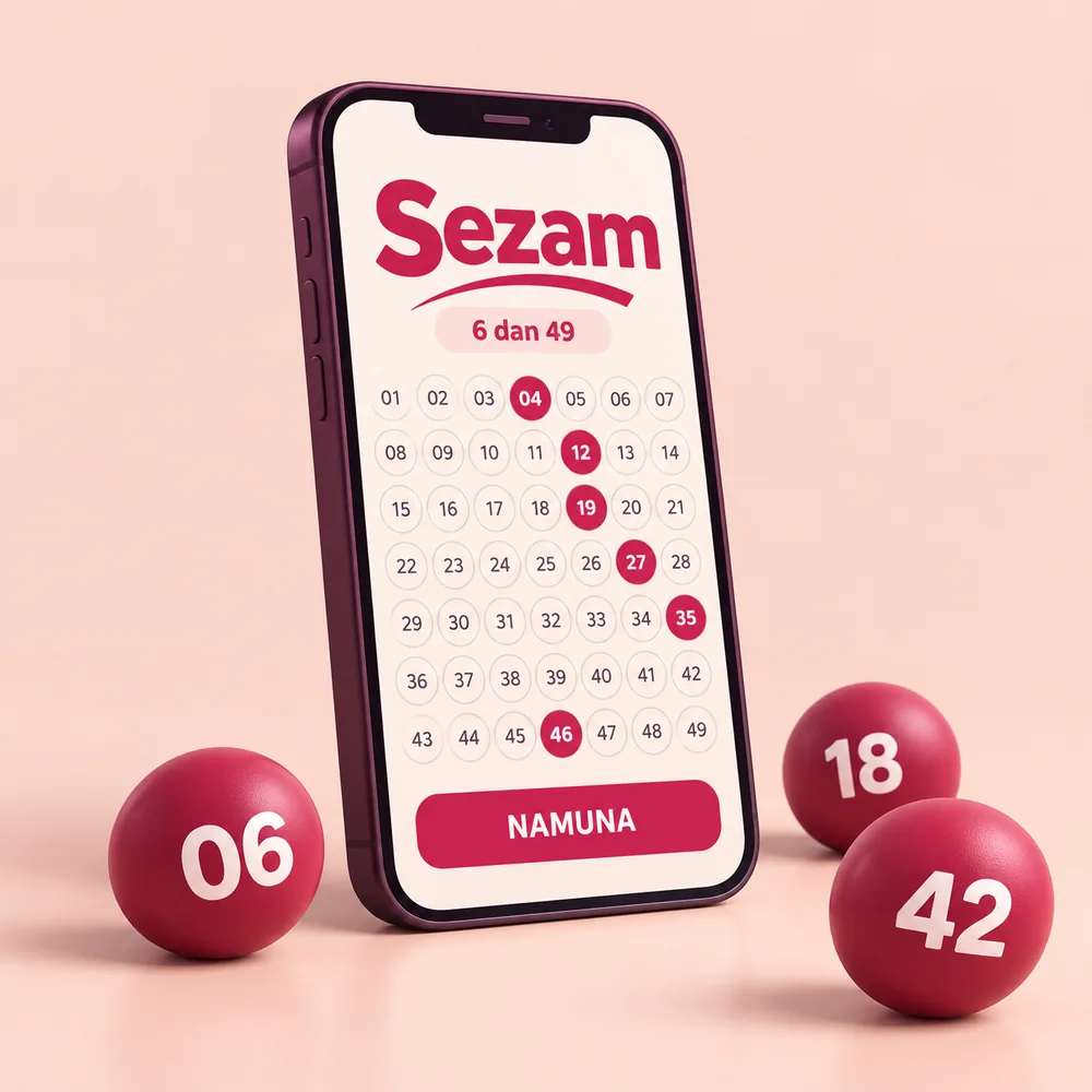 Sezam на телефоне: учебный пример выбора чисел 6 из 49 с маркировкой NAMUNA